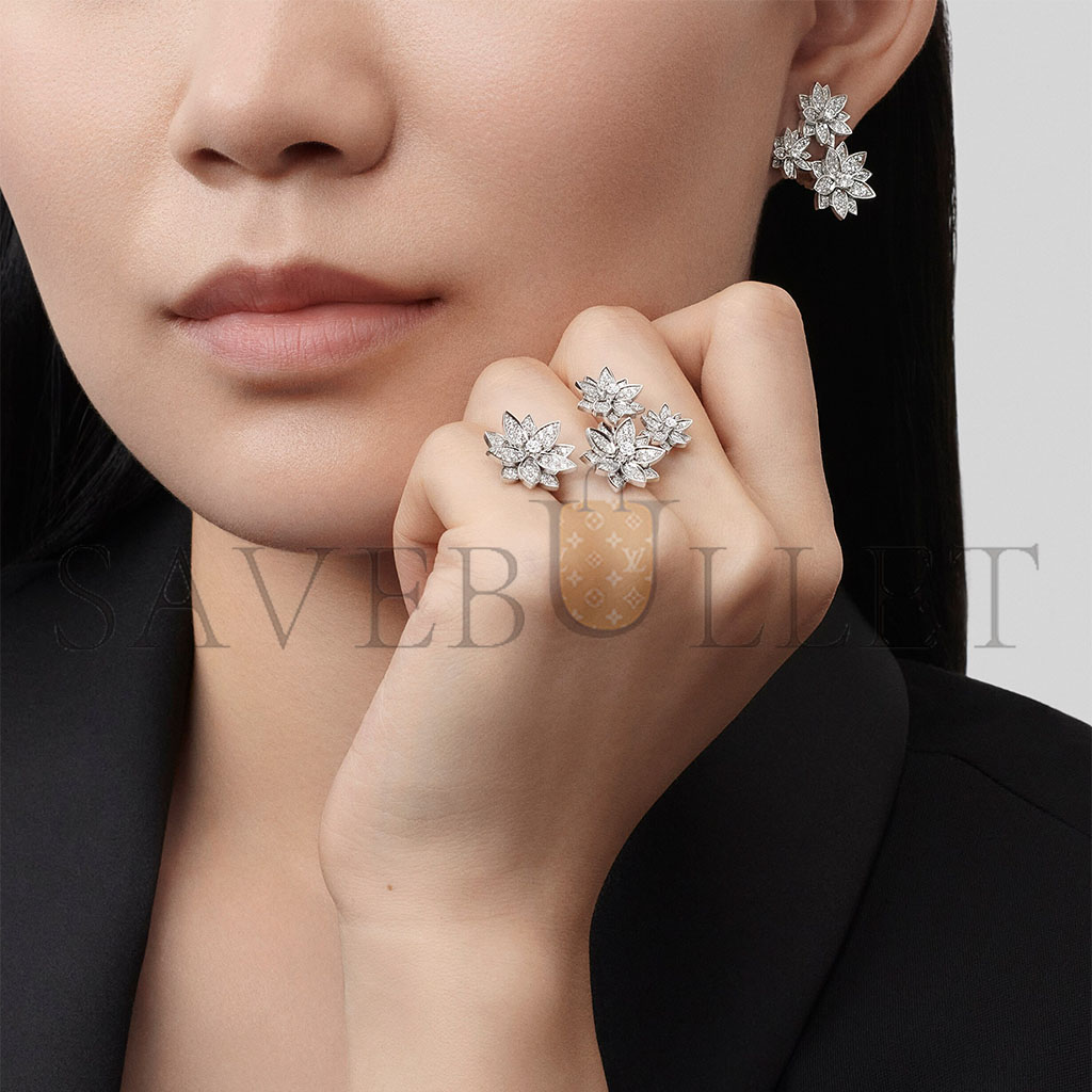 V*N CL*F arpels lotus earrings, 3 flowers vcarp7th00